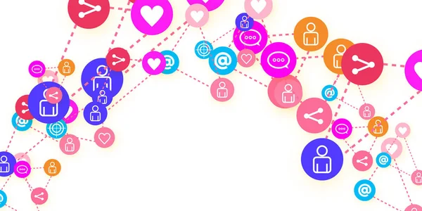 Marketing sur les médias sociaux, Concept de communication. — Image vectorielle
