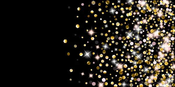 Gold Glitter Stars. Confetti brillante de lujo. — Vector de stock