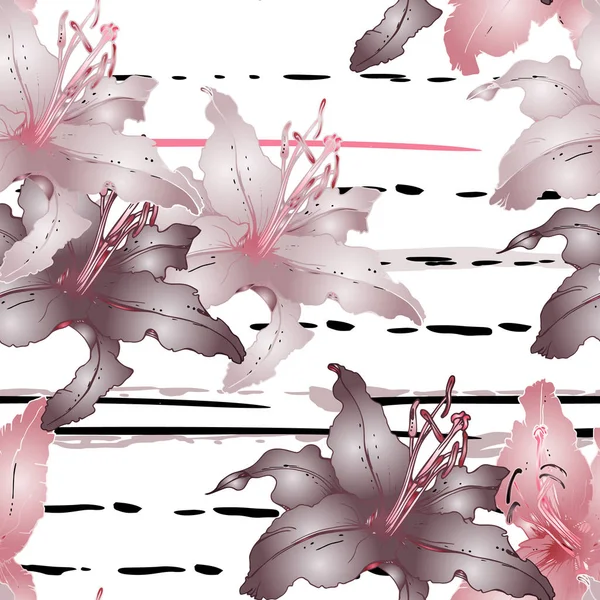 Trender Blommig sömlös mönster. Ränder Linje Style — Stock vektor