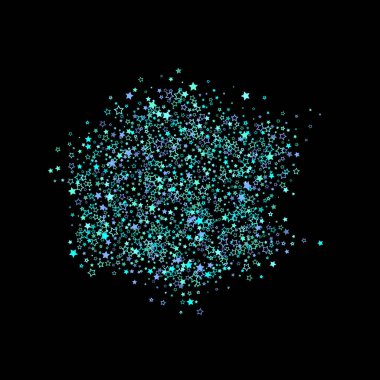 Mavi, turkuaz, turkuaz parıltılı yıldızlar, konfeti.