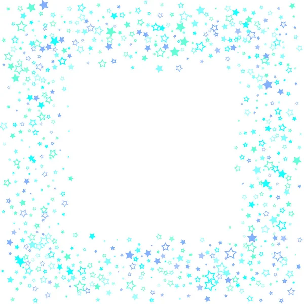Blue, cyan, turquoise glitter stars confetti — Stock Vector