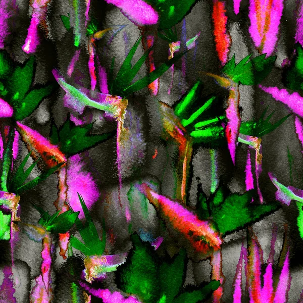 Екзотичні джунглі тропічний безшовний візерунок нескінченні повторення темної тіні принт краватки текстильна тканина — стокове фото