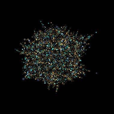 Altın, Mavi yıldızlar, çıkıntı, parlak konfeti. 