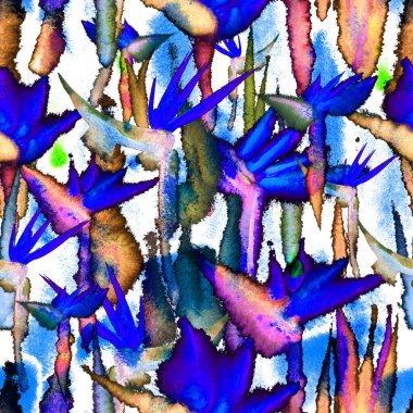 Egzotik orman tropikal desensiz. Bitmek bilmeyen koyu renk gölge izi. Tekstil kumaş.