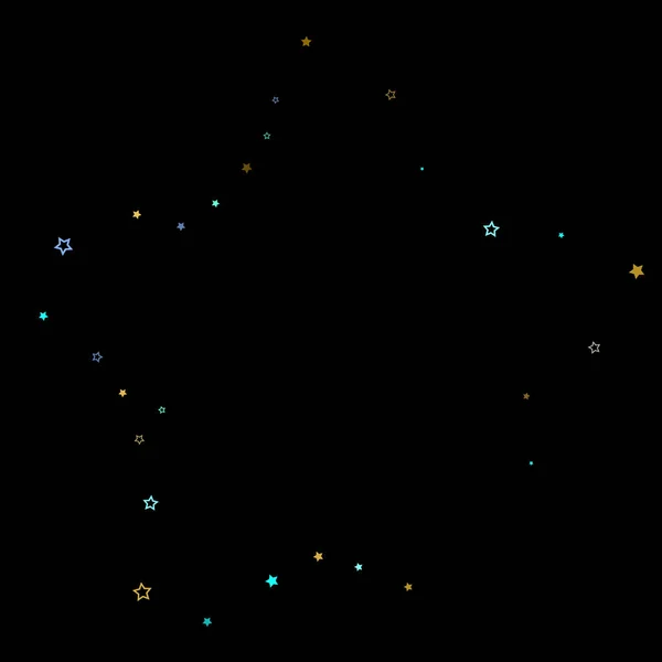 Oro, estrellas azules, piñón, confeti brillante. — Vector de stock