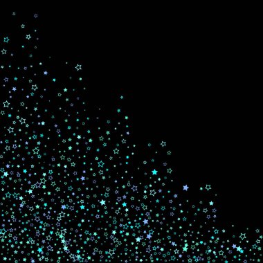 Mavi, turkuaz, turkuaz parıltılı yıldızlar, konfeti.