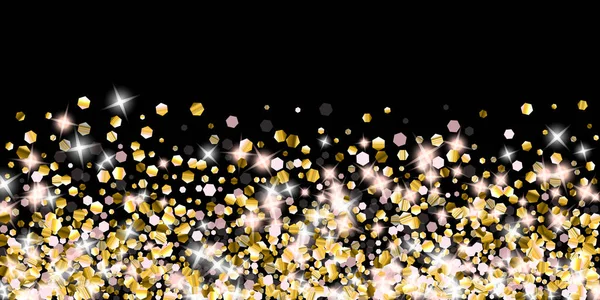 Gold Glitter Stars. Confetti brilhante de luxo. — Vetor de Stock