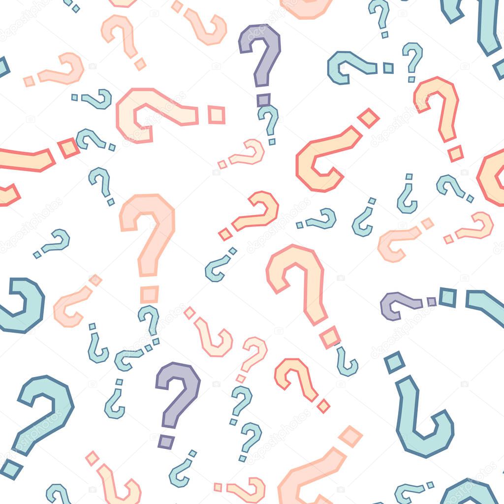 Quiz seamless pattern. Question marks, doubt, faq