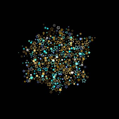 Altın, Mavi yıldızlar, çıkıntı, parlak konfeti. 