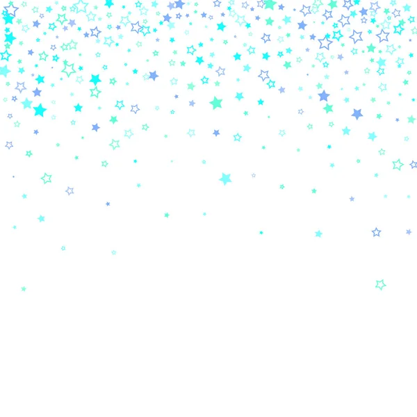 Blue, cyan, turquoise glitter stars confetti — Stock Vector