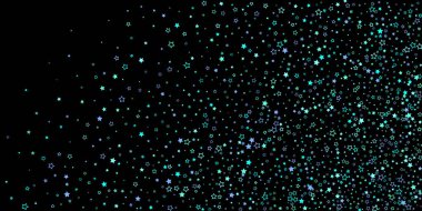 Mavi, turkuaz, turkuaz parıltılı yıldızlar, konfeti.