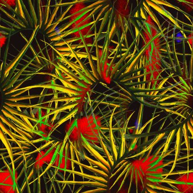 Tropik Yaprak. Karanlık Modern Motif.