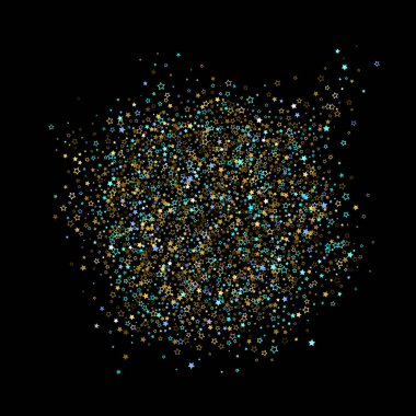 Altın, Mavi yıldızlar, çıkıntı, parlak konfeti. 