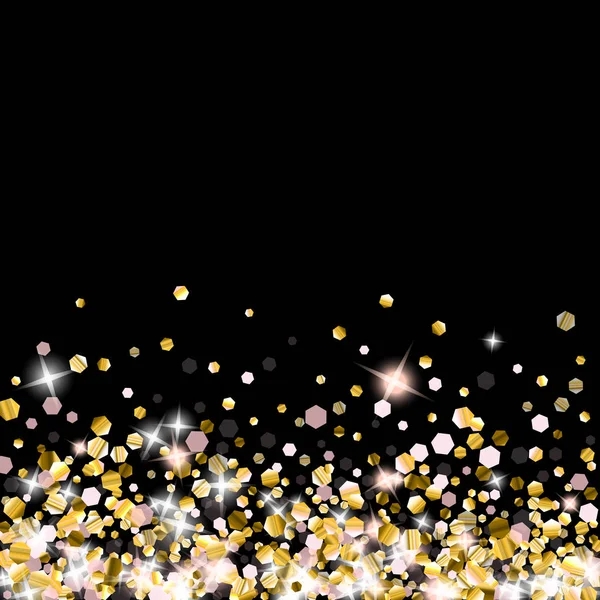 Gouden Glitter Sterren. Luxe Glanzende Confetti. — Stockvector