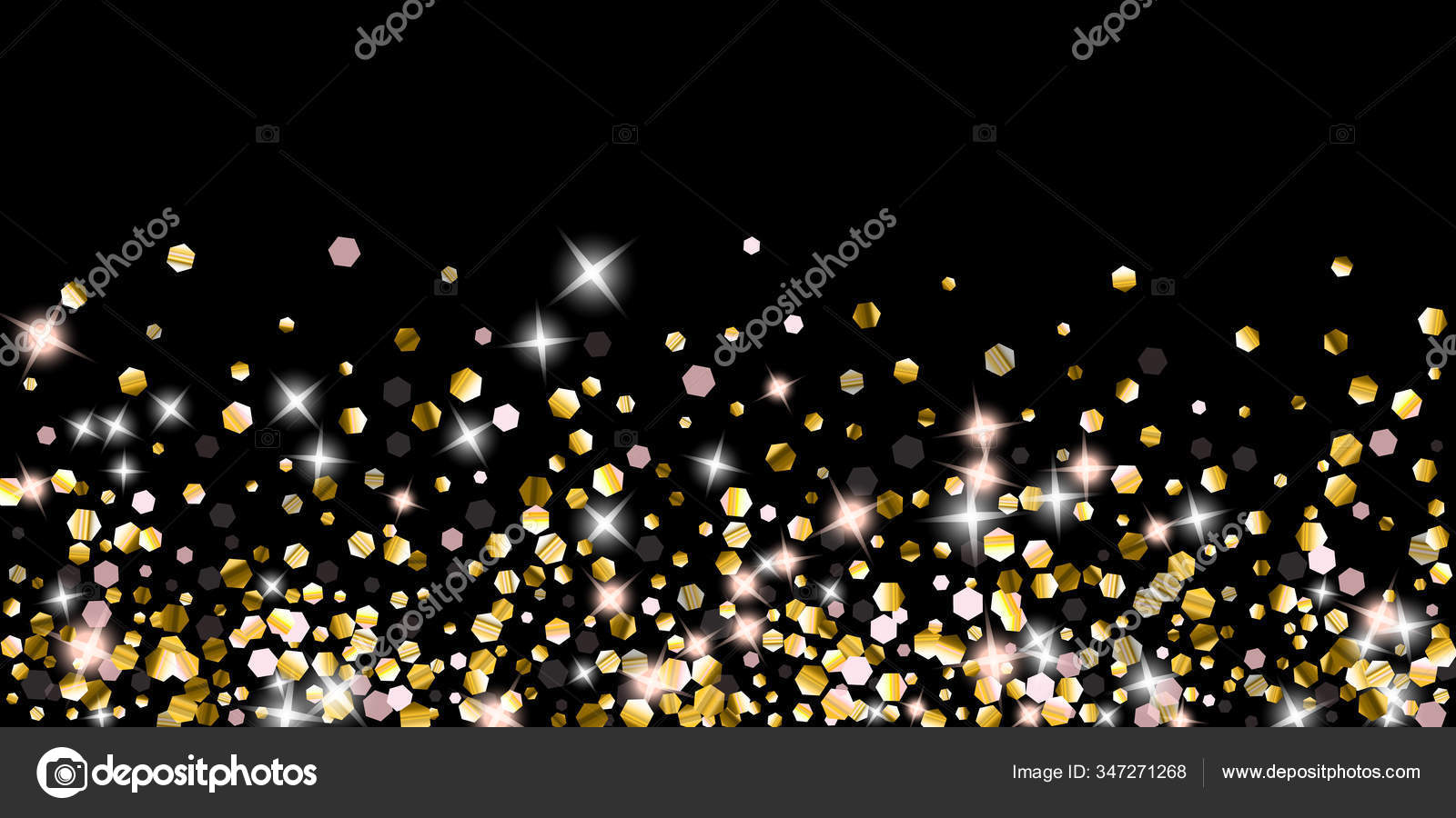 Buy Black Gold Shiny Bokeh Stars Glitter Party Backdrop for