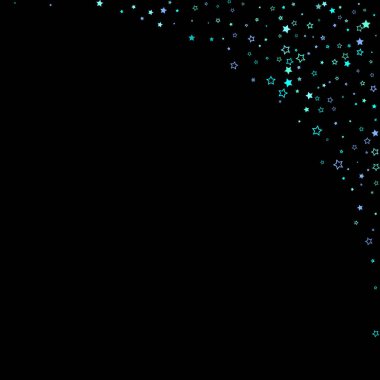 Mavi, turkuaz, turkuaz parıltılı yıldızlar, konfeti.