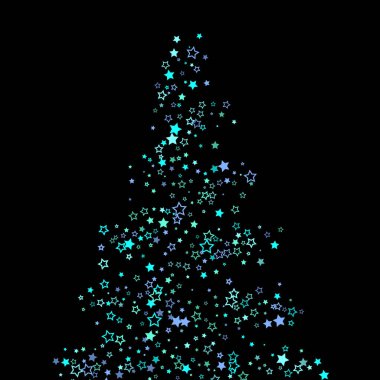 Mavi, turkuaz, turkuaz parıltılı yıldızlar, konfeti.