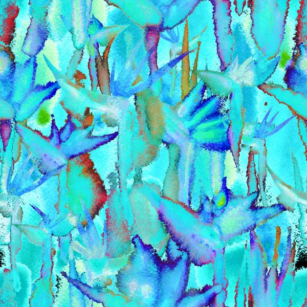 Selva tropical sem costura padrão impressão aguarela gravata tintura interminável repetição flor pastel delicado — Fotografia de Stock