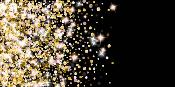 Gold Glitter Stars. Luxury Shiny Confetti. — Stock Vector