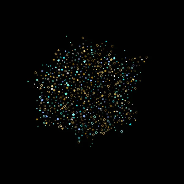 Oro, estrellas azules, piñón, confeti brillante. — Vector de stock