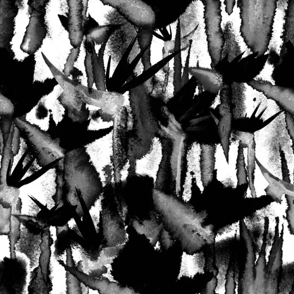 black and white tropical jungle seamless pattern print watercolor tie dye endless repeat