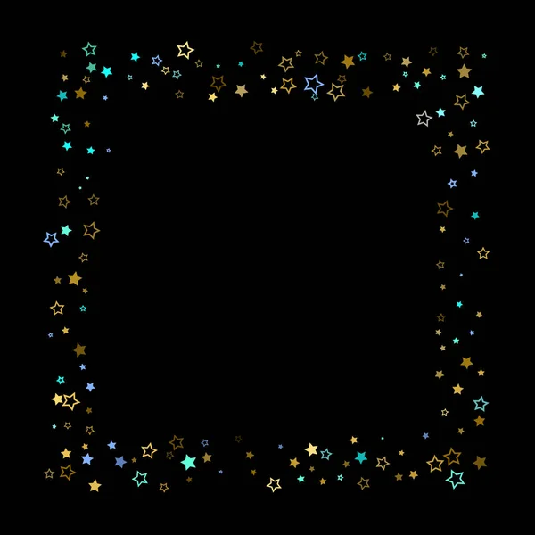 Or, étoiles bleues, pignon, confettis brillants. — Image vectorielle
