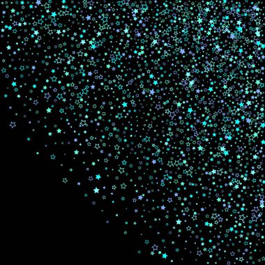 Mavi, turkuaz, turkuaz parıltılı yıldızlar, konfeti.