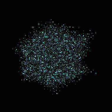 Mavi, turkuaz, turkuaz parıltılı yıldızlar, konfeti.