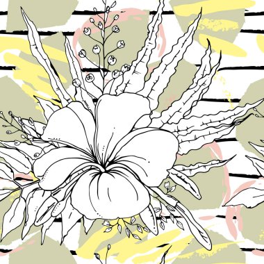 Tropik, çizgili, hayvan motifli. Kusursuz desen