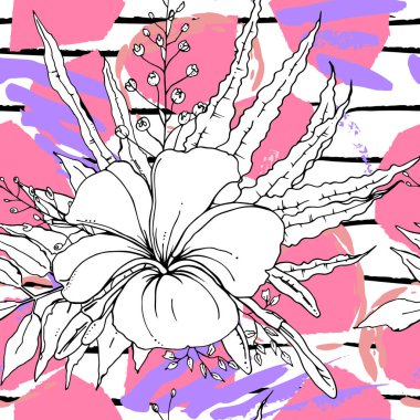 Tropik, çizgili, hayvan motifli. Kusursuz desen