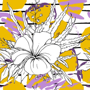 Tropik, çizgili, hayvan motifli. Kusursuz desen