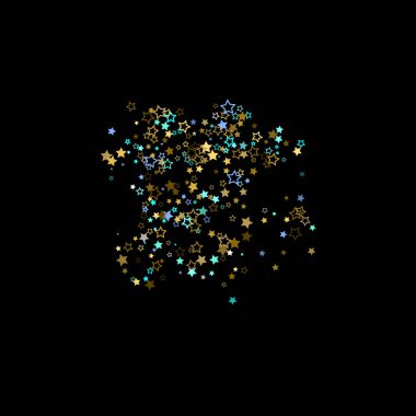 Altın, Mavi yıldızlar, çıkıntı, parlak konfeti. 