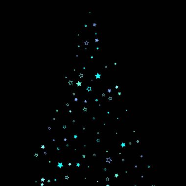 Mavi, turkuaz, turkuaz parıltılı yıldızlar, konfeti.