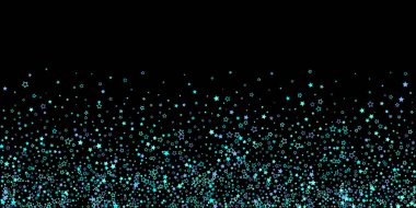 Mavi, turkuaz, turkuaz parıltılı yıldızlar, konfeti.