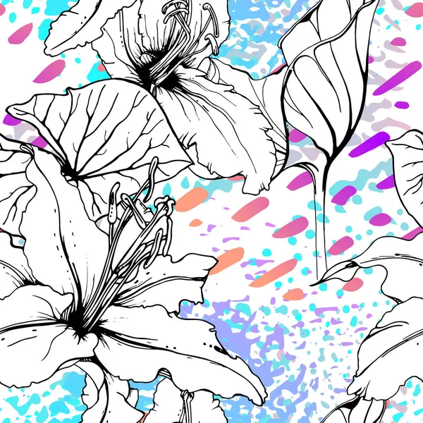 Patrón sin costura floral artística. Impresión vectorial — Vector de stock