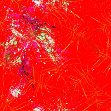 Tropik Yaprak. Kırmızı Modern Motif. Orman Yazdırma.