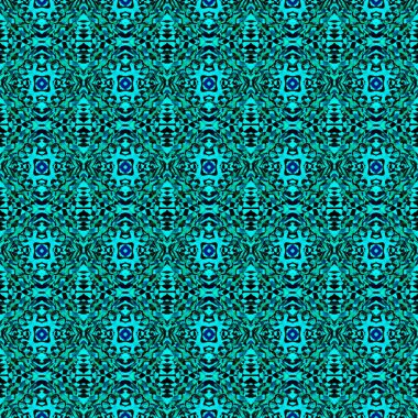 Geometrik Geleneksel Yüzey. Teal, Yeşil, 