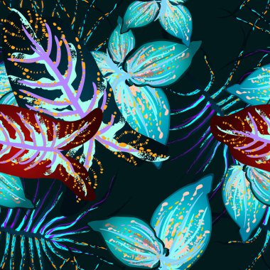 Tropik Yaprak. Modern Motif. Orman Yazdırma.