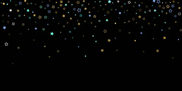 Oro, estrellas azules, piñón, confeti brillante. — Vector de stock