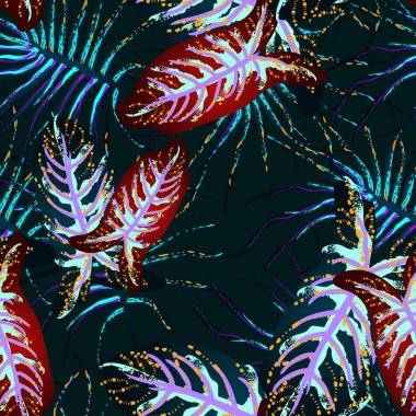 Tropik Yaprak. Modern Motif. Orman Yazdırma.