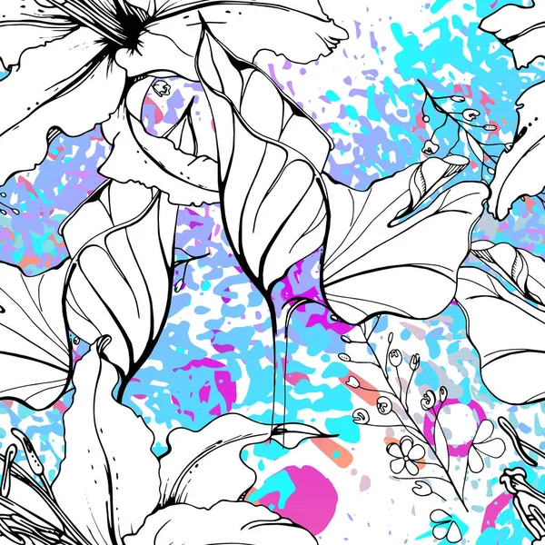 Künstlerische Floral Seamless Pattern. Vektordruck — Stockvektor