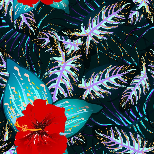Tropical Leaf. Modern Motif. Jungle Print. — Stock Vector