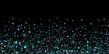 Mavi, turkuaz, turkuaz parıltılı yıldızlar, konfeti.