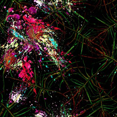 Tropik Yaprak. Kırmızı Modern Motif. Orman Yazdırma.