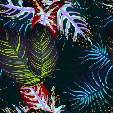 Tropik Yaprak. Modern Motif. Orman Yazdırma.