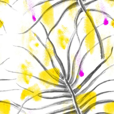 Tropik Yaprak. Bej Modern Motif. Orman Yazdırma