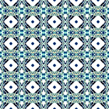 Mozaik Etnik Sanat. Mavi, Cyan, İndigo Tekstili. 