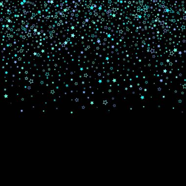 Mavi, turkuaz, turkuaz parıltılı yıldızlar, konfeti.