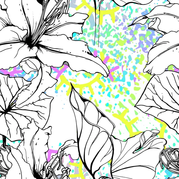 Artis Floral Seamless Pattern. Cetak vektor - Stok Vektor