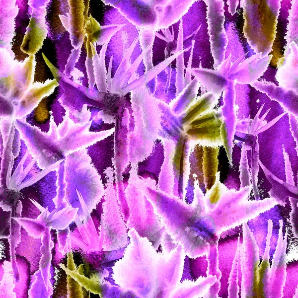Selva tropical sem costura padrão impressão aguarela gravata tintura interminável repetição flor pastel delicado — Fotografia de Stock